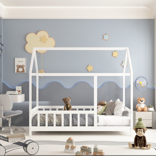 LIT EN BOIS POUR ENFANTS ARY - LIT MAISON POUR TOUT-PETIT, Blanc