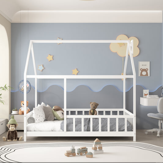 LIT EN BOIS POUR ENFANTS ARY - LIT MAISON POUR TOUT-PETIT, Blanc