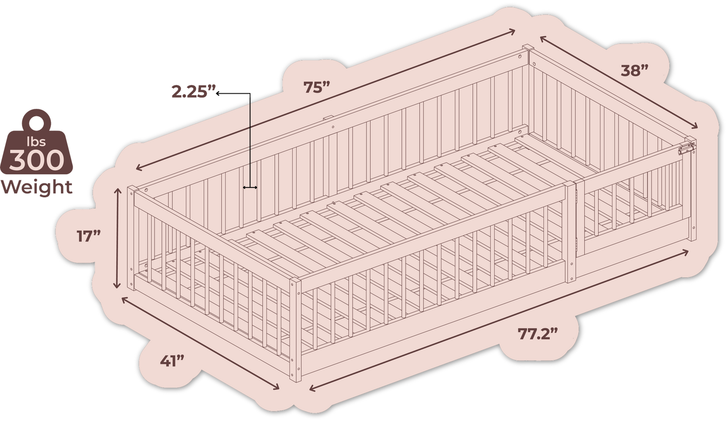 DREAM RAFT MONTESSORI NATURAL FLOOR BED - TWIN